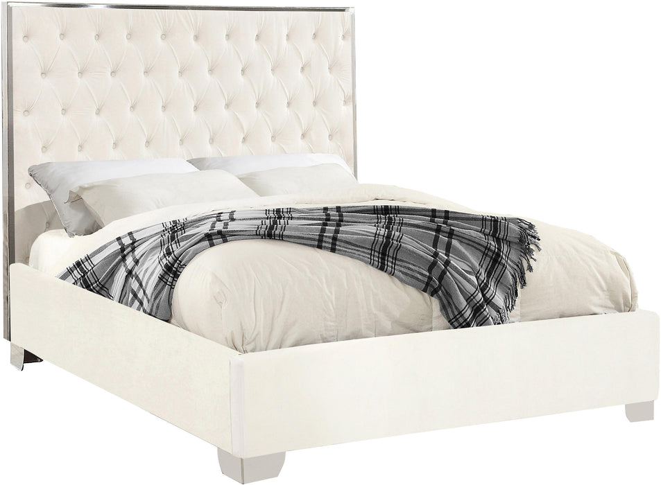 Lexi White Velvet King Bed image