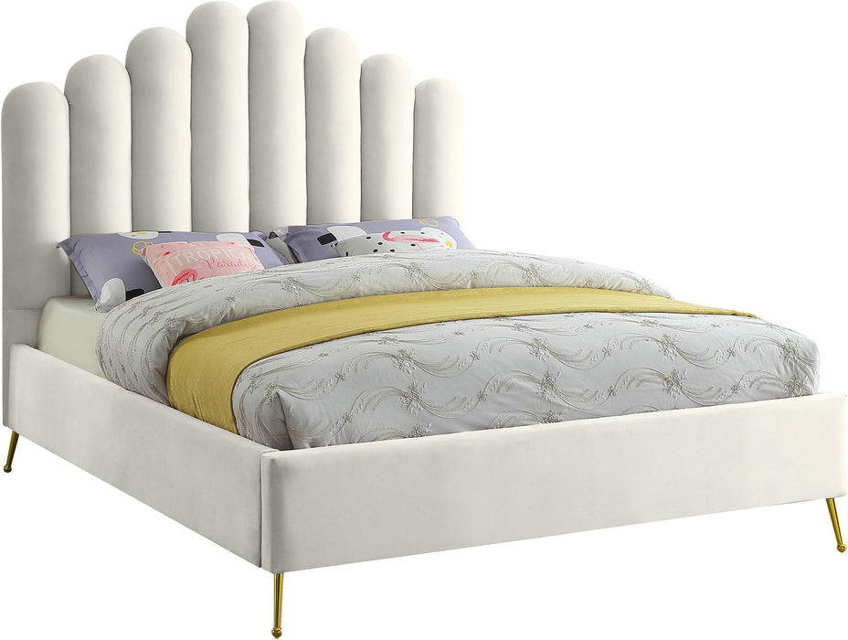 Lily Cream Velvet King Bed