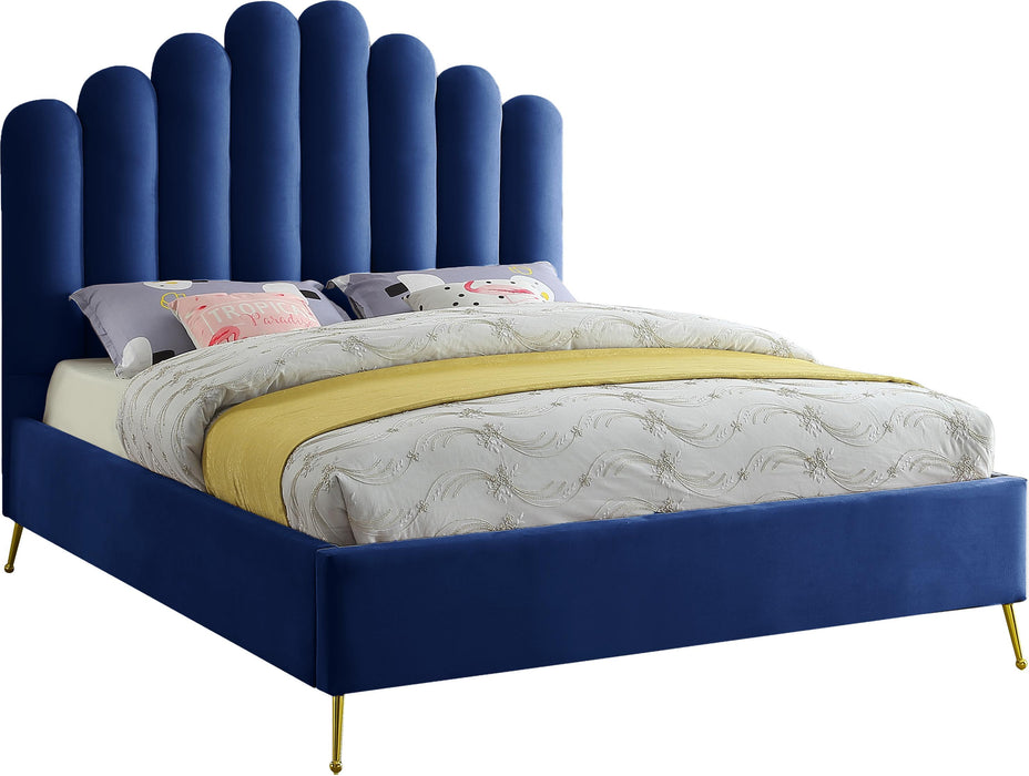 Lily Navy Velvet King Bed