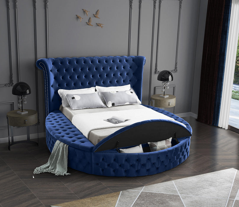 Luxus Navy Velvet Queen Bed (3 Boxes)