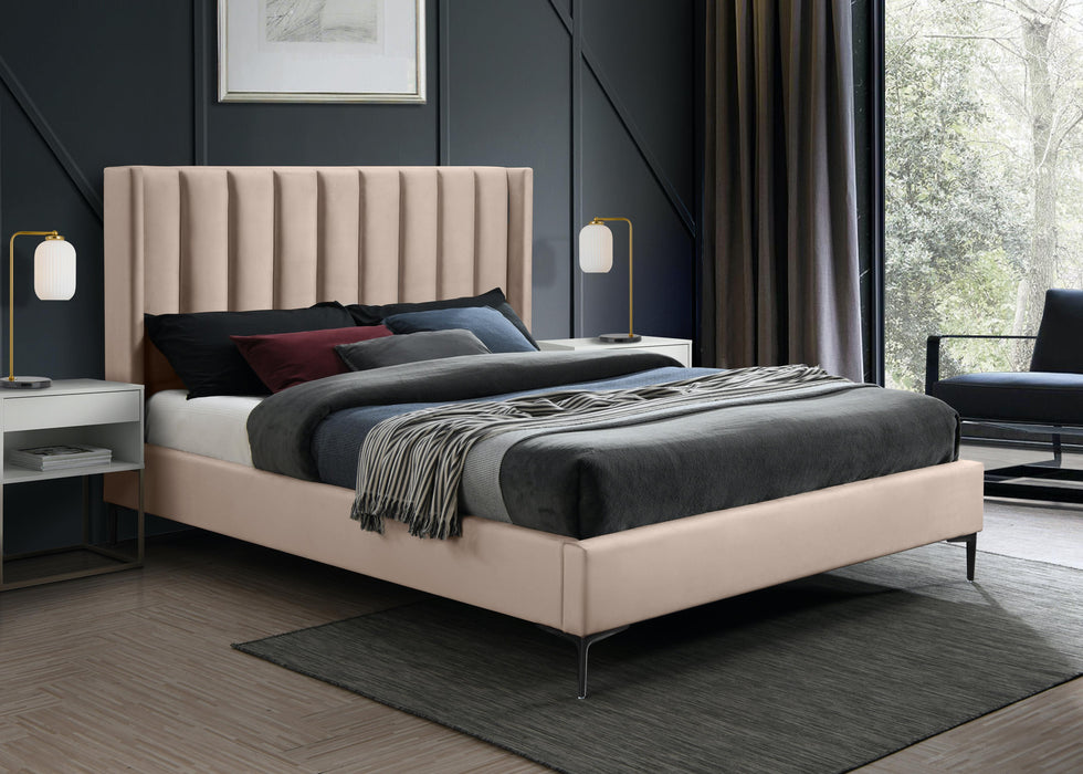 Nadia Pink Velvet King Bed