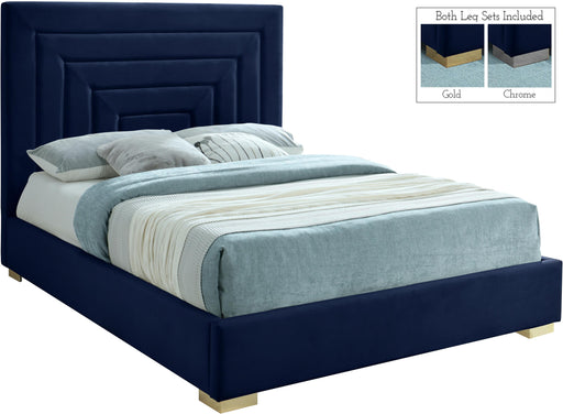 Nora Navy Velvet Queen Bed image