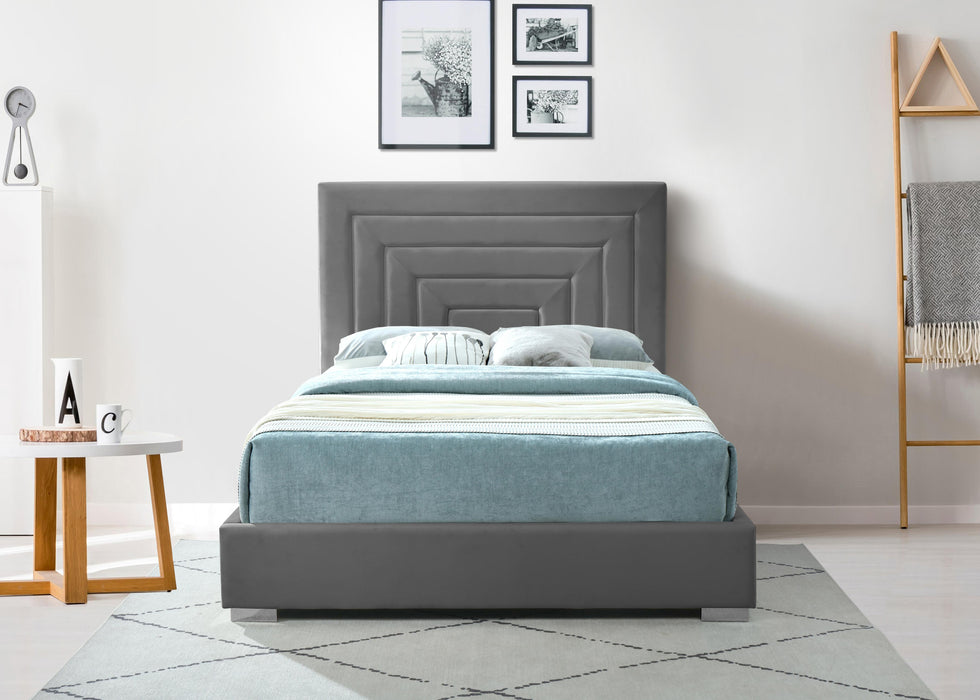 Nora Grey Velvet King Bed