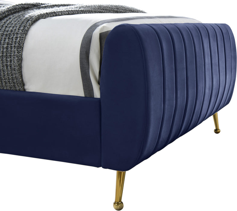 Zara Navy Velvet King Bed (3 Boxes)