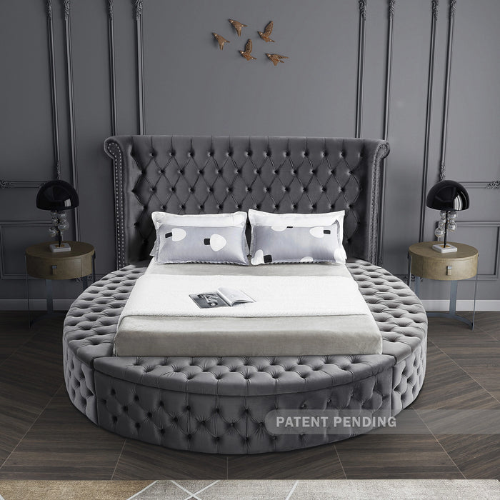 Luxus Grey Velvet Queen Bed (3 Boxes)
