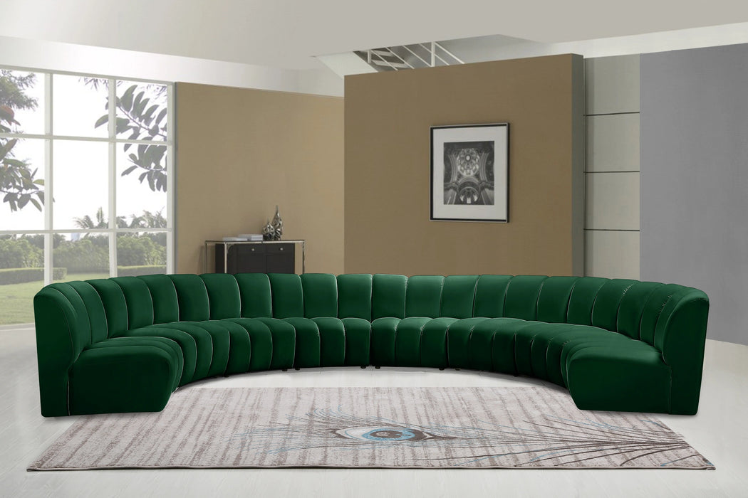 Infinity Green Velvet 8pc. Modular Sectional