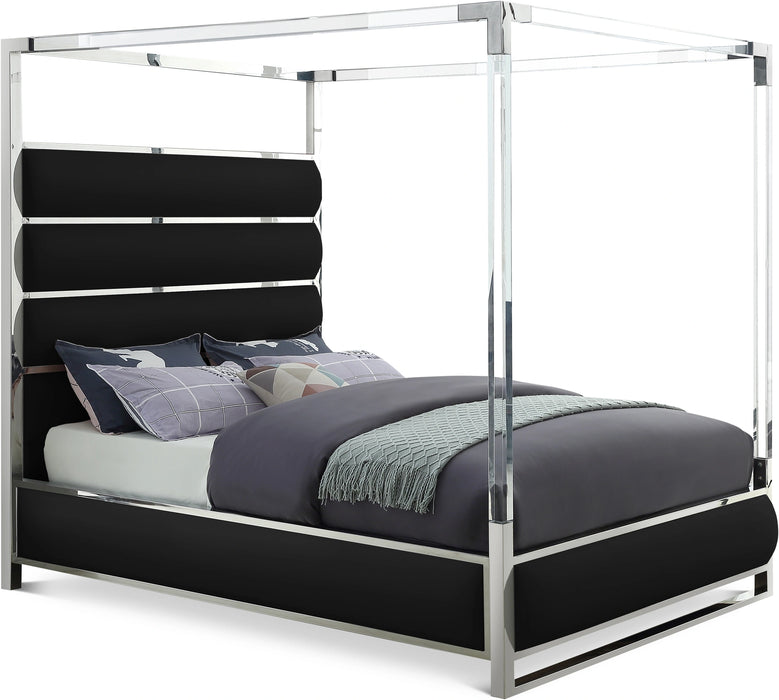 Encore Black Faux Leather Queen Bed (4 Boxes)