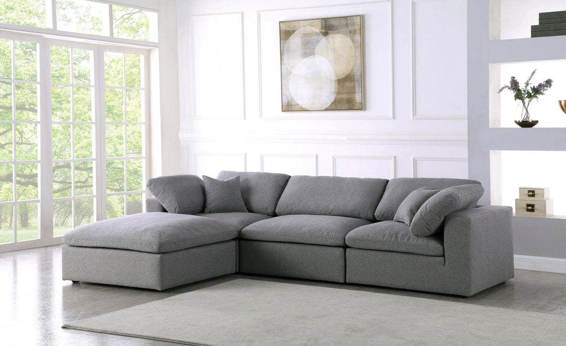 Serene Grey Linen Fabric Deluxe Cloud Modular Sectional