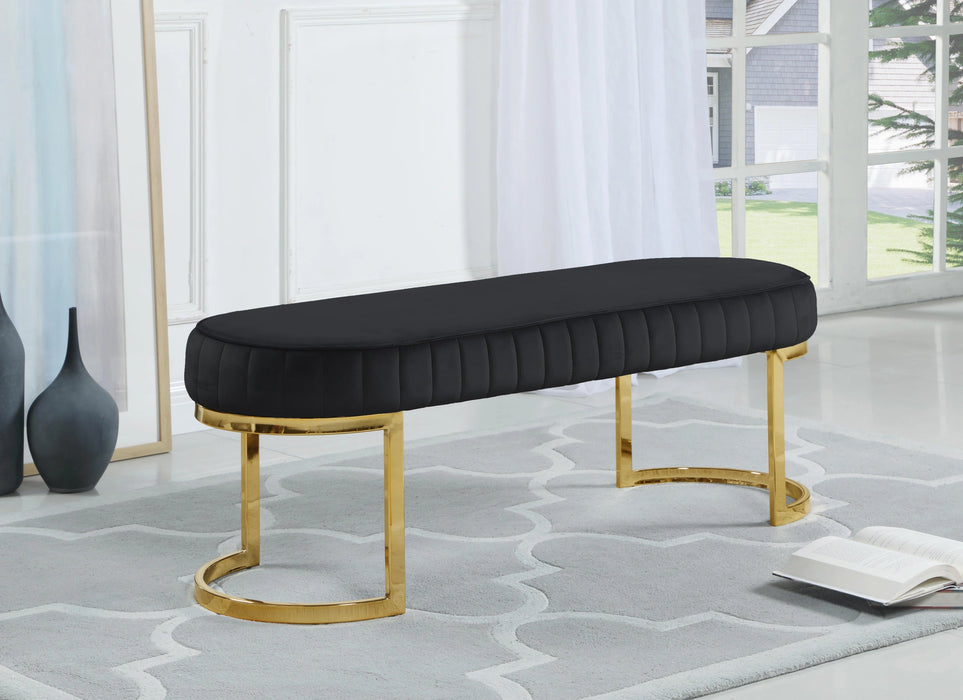 Lemar Black Velvet Bench