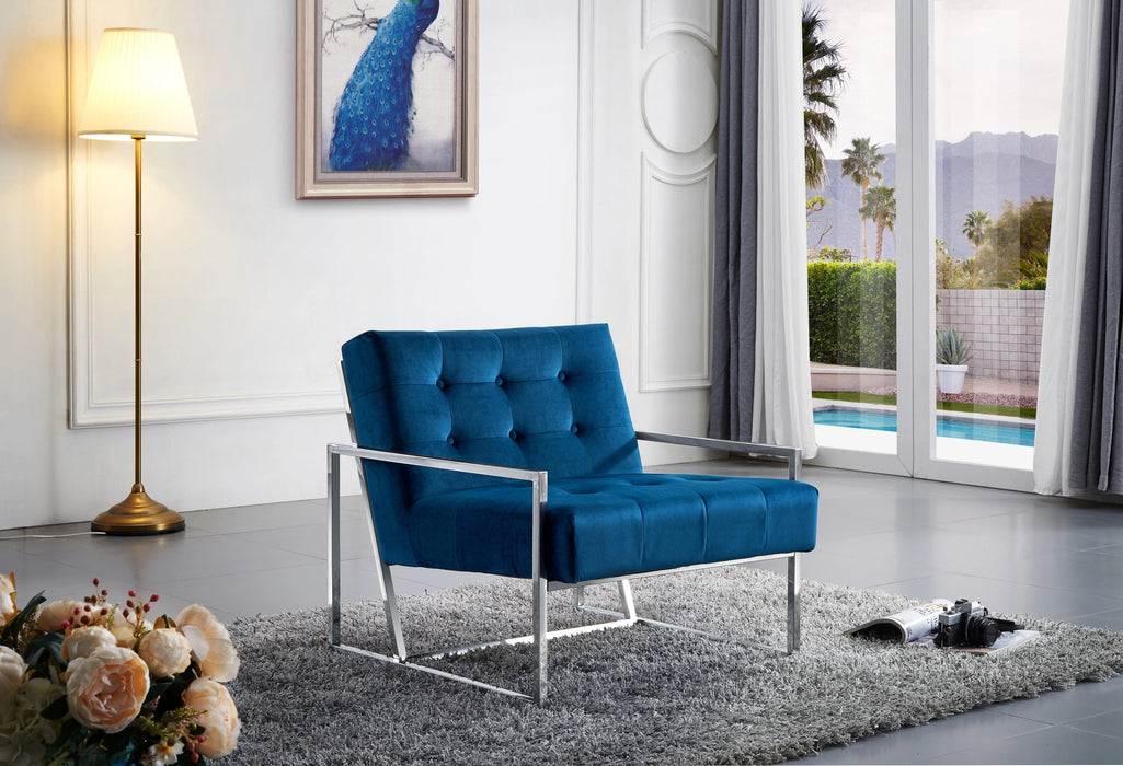 Alexis Navy Velvet Accent Chair