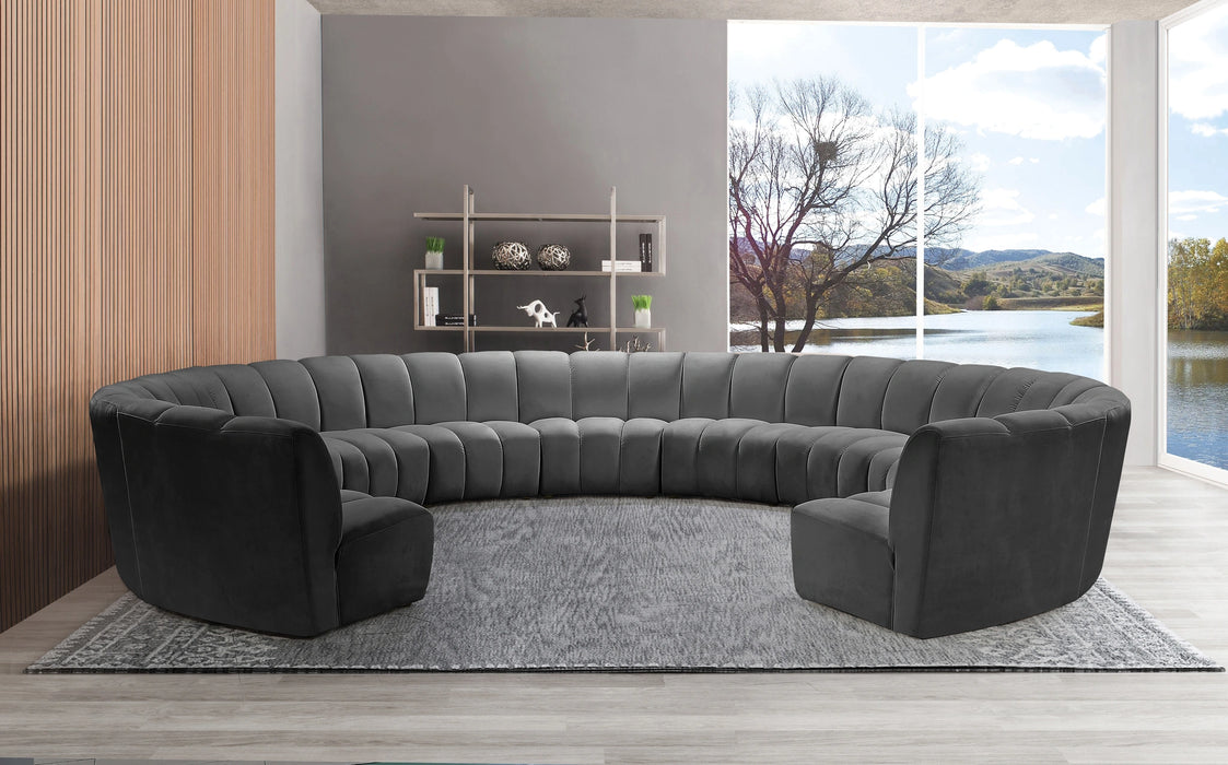 Infinity Grey Velvet 11pc. Modular Sectional