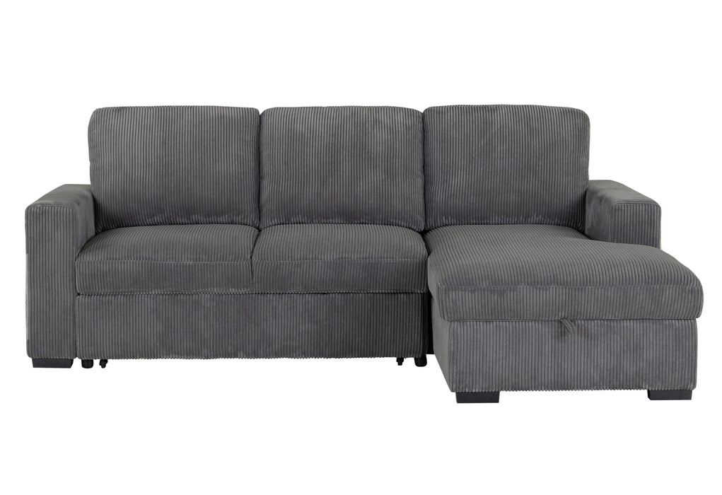 U2660 Grey L Sofa Bed Sectional Without Pullout