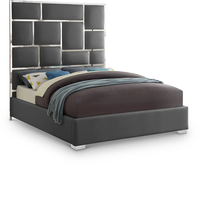 Milan Grey Faux Leather King Bed