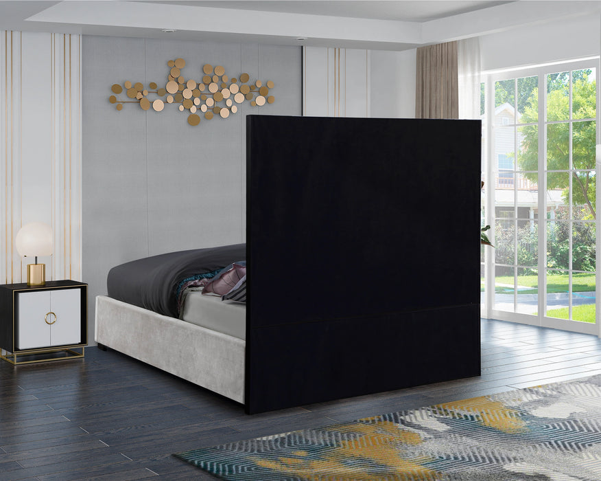 Taj White Velvet Queen Bed