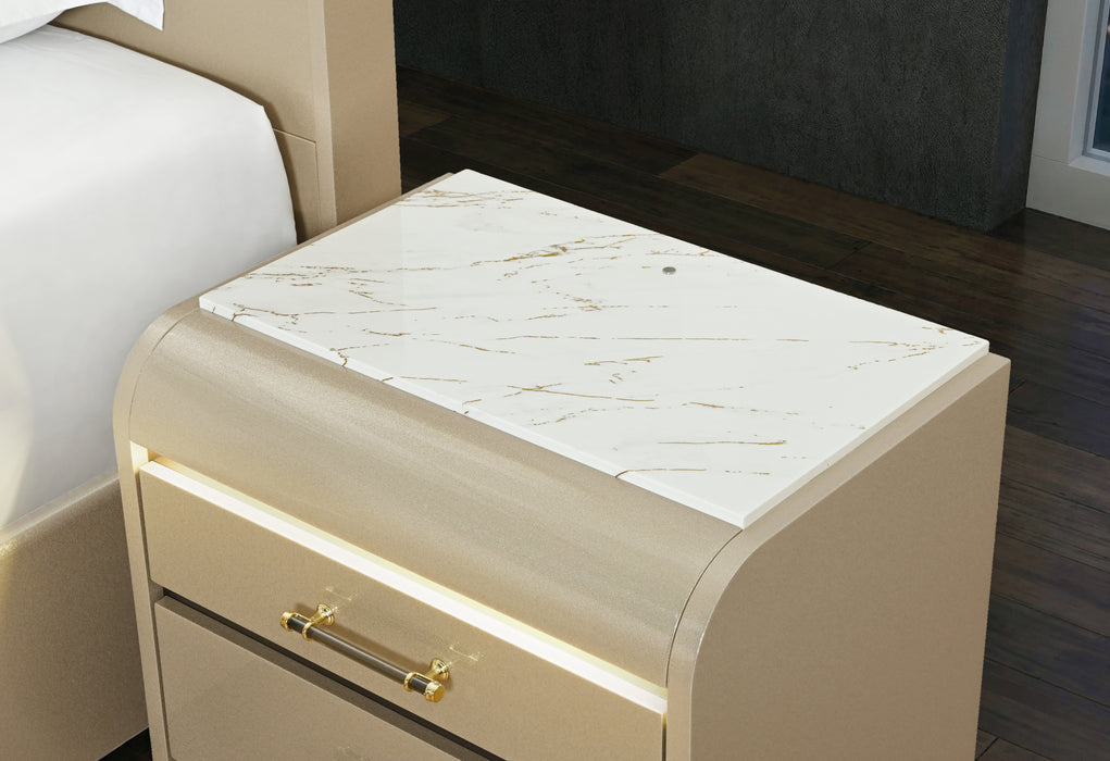GENESIS GOLD QUEEN BED WITH LED